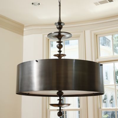 Turned Bronze Drum Pendant by Global Views - Starlight Lighting USA and Canada